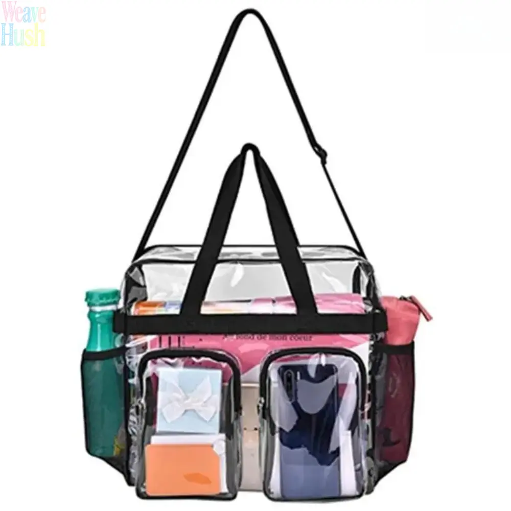 Multi-Pocket Clear Shoulder Tote Bag, Spacious Transparent Handbag With Independent Front Storage Pockets, Stadium Security Approved Clear Purse For Live Concerts, Airport Travel Checks And Daily Casual Carrying