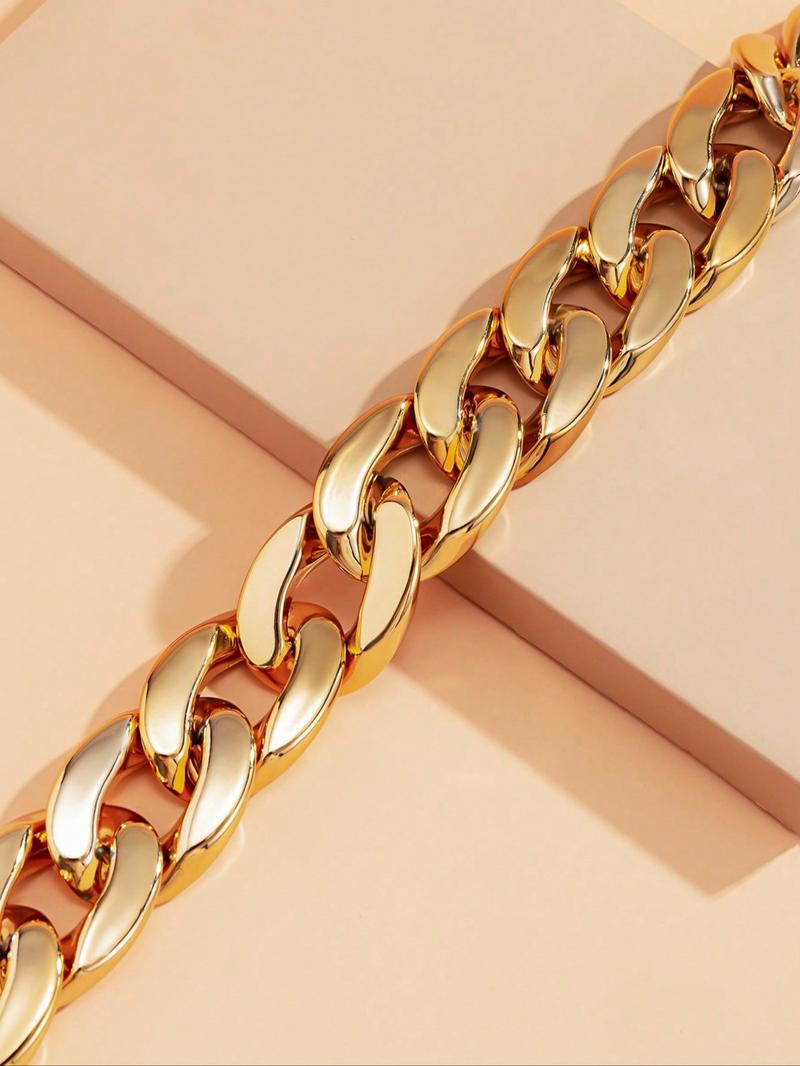 Women's Street Style Colorful Chunky Chain Necklace, Casual Trendy Chunky Chain Necklace, Fashionable Jewelry for Daily & Party Decoration