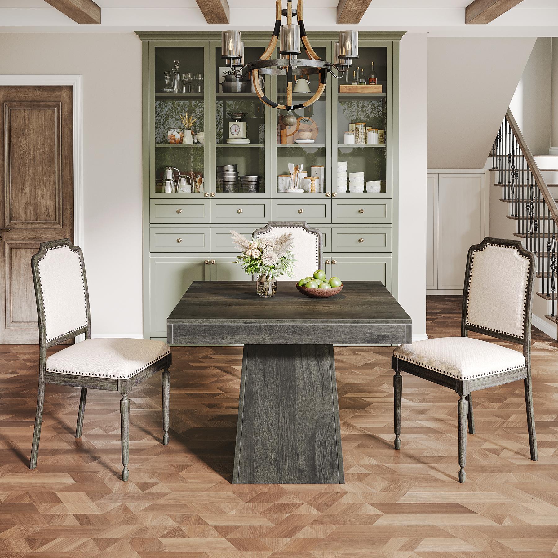 LITTLE TREE Square Dining Table for 4, 31.5-Inch Small Kitchen Table with Sturdy Pedestal Base, Farmhouse Dinner Table for Dining Room, Living Room, Kitchen LITTLE TREE Square Dining Table for 4, 31.5-Inch Small Kitchen Table with Sturdy Pedestal Base, Farmhouse Dinner Table for Dining Room, Living Room, Kitchen