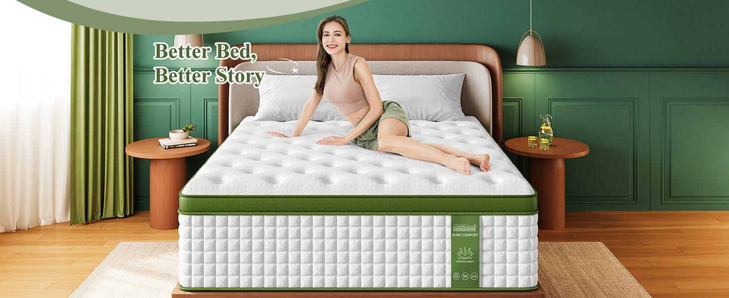 BedStory 12-14 Inch Hybrid Mattress,  Full Queen King, Gel Memory Foam & Pocket Springs, Medium Firm, Pressure Relief, Motion Isolation, CertiPUR-US