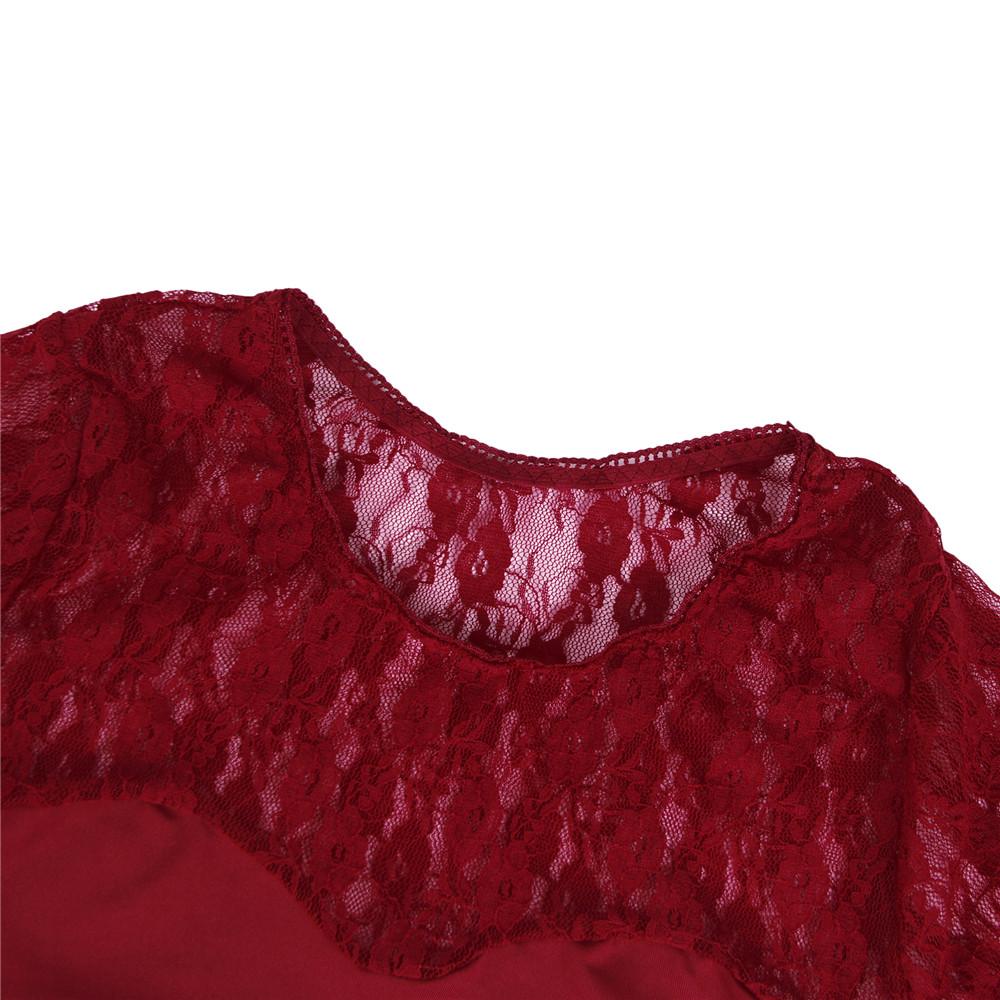 Women's Sheer Mesh Bodysuit Shirt Long Sleeve Lace Bodysuit for Going Out Cocktail Sexy Party Casual Black and Red and White Crew Neck Leotard Print Body Suit Top Valentine's Day Gift Comfortable Breathable Nylon Chic Body Suit Outfit Womenswear Crewneck