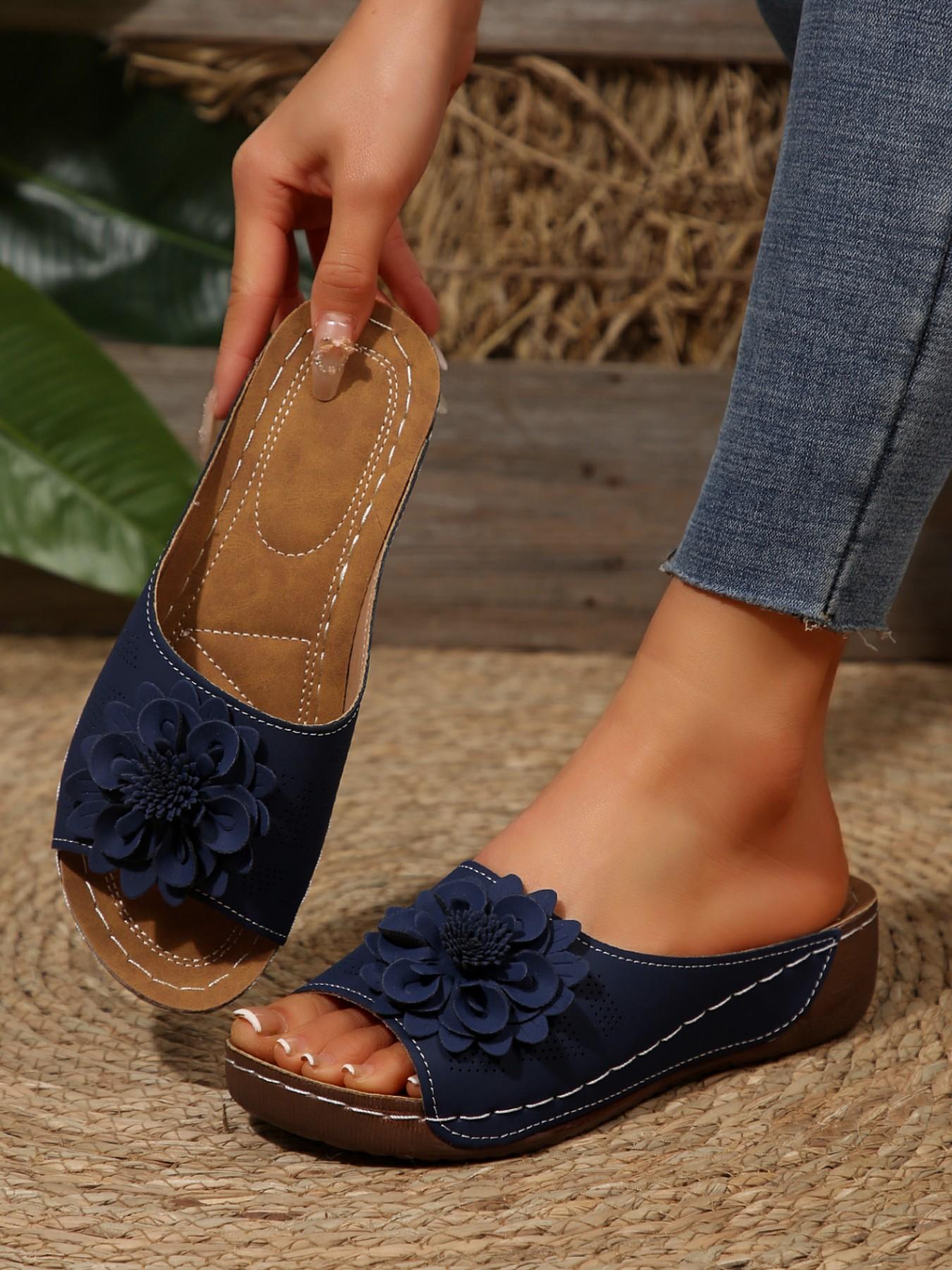 Women's White Chain Decorated Platform Sandals, Elegant Minimalist Sandals, Summer Beach Sandals, Casual Slide Sandals, Boho Style Sandal, Lightweight Breathable Comfortable Shoes for Daily Wear, Footwear