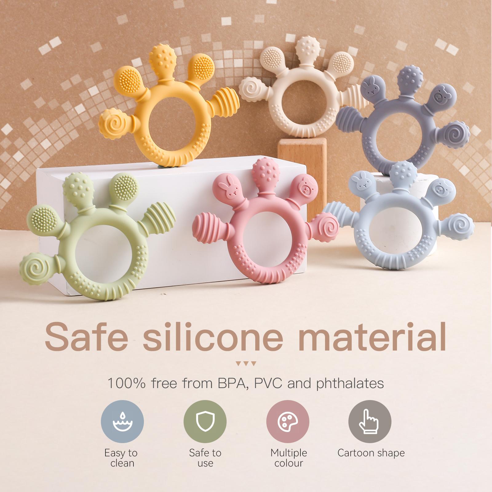 Baby Silicone Teething Ring Toy, Cute Animal-Shaped Teether, BPA-Free, Soothes Sore Gums, Safe Baby Teething Accessory