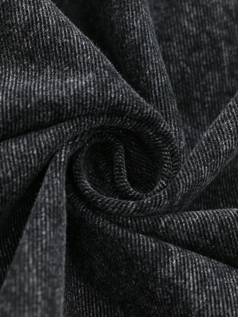 Dark Denim Jacket with Diamonds and 'la' Logo, Vintage Corduroy Collar and Frayed Design, Stylish Zippered Fit for Casual Outings