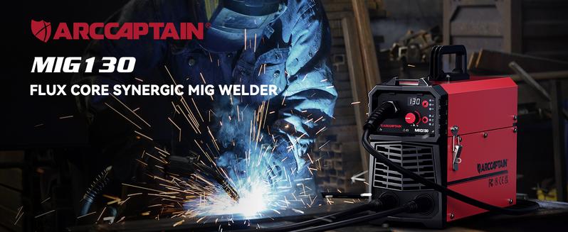 ARCCAPTAIN MIG130 3-in-1 Portable Gasless Flux Core Welder 110V MIG/Lift TIG/Stick Welding Machine with Synergy IGBT Inverter for Home DIY Projects & Light Welding Tasks Black Friday and Cyber Monday Deal, Thanksgiving/Christmas Gifts for Men/Dad
