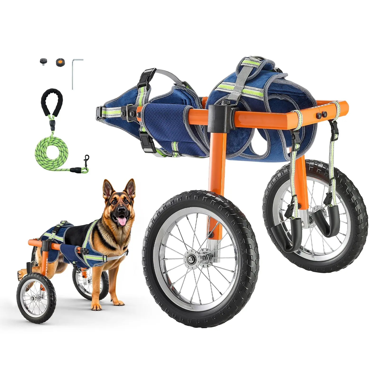 VEVOR Dog Wheelchair for Back Legs, Lightweight 2 Wheels Pet Wheelchair, Height, Width Length Adjustable, Dog Cart with Shock-Absorbing Wheels, for Injured, Disabled Dogs 48-88 lbs, Large