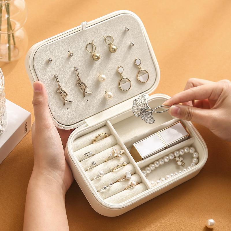 Travel Jewelry Organizer, 1 Count Summer Portable Lightweight Small Jewelry Storage Case with Zipper, Durable Storage Organizer, Summer Gift, Summer for Gift, Accessories Box, Multifunctional Storage