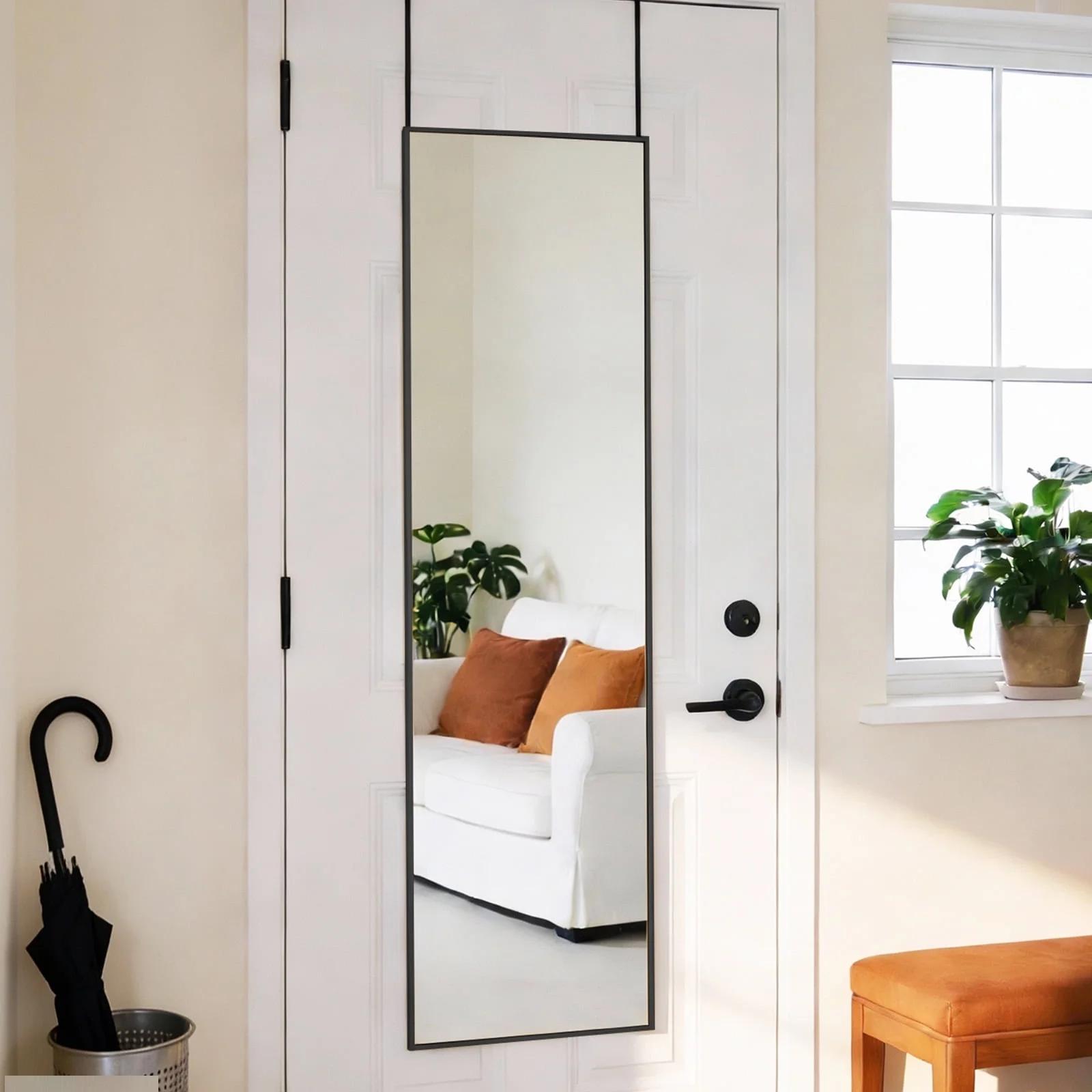 Floor & Wall-Mounted Full-Length Mirror, Aluminum Frame, High-Definition Clear Glass, Shatter-Proof & Anti-Explosion Design, Large Full Body Mirror for Bedroom, Living Room, Entryway & Home Decoration, Modern Sleek Style, Easy to Install