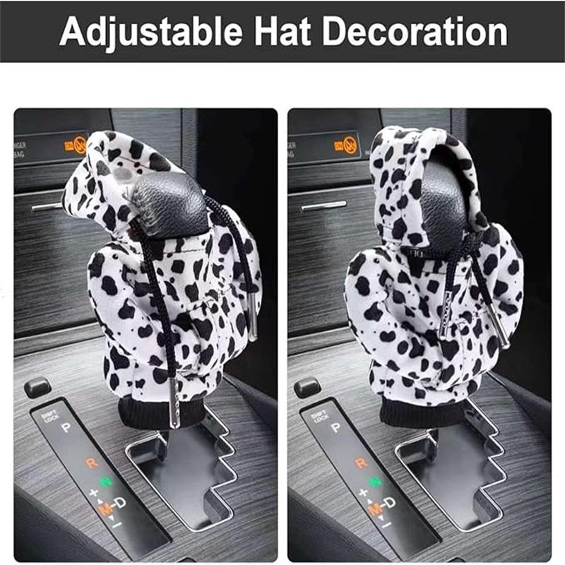 Universal Car Gear Shift Cover, Gearshifter, Shift Knob, Cow Pattern Interior Decoration, Small Sweatshirt Style, Automotive Accessories, 1pc