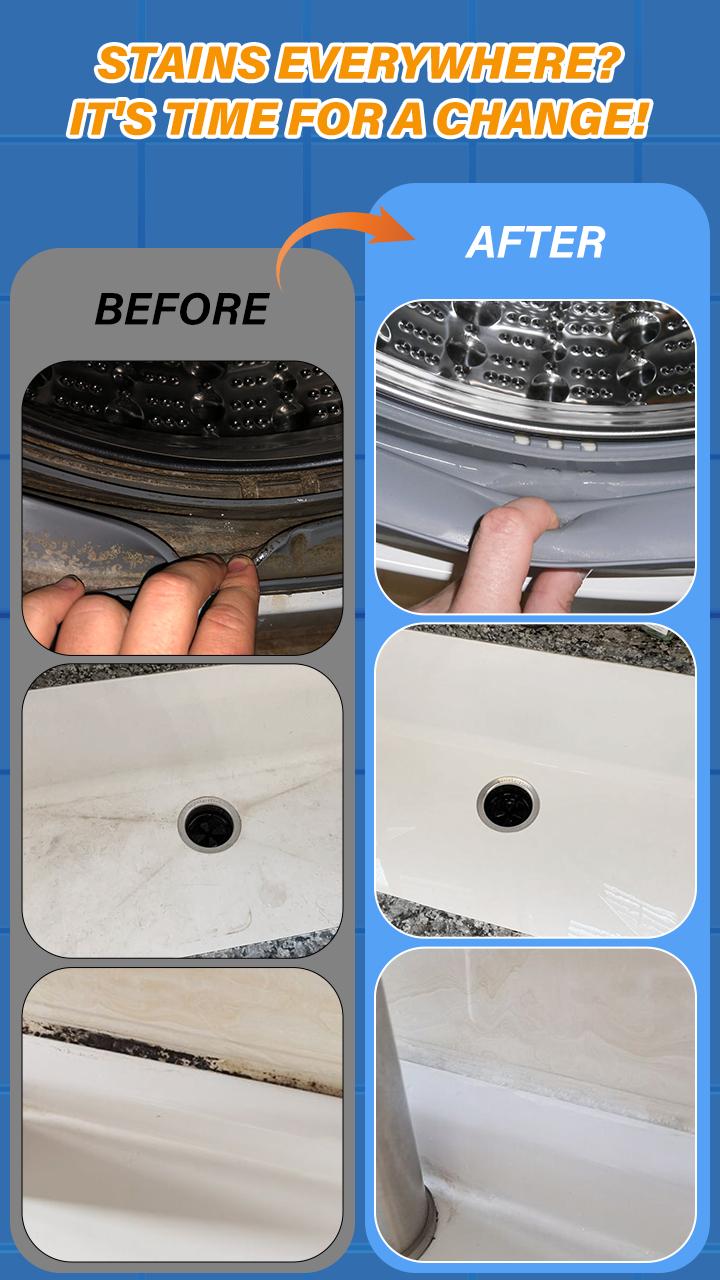 AZQPOD & BUBCLEAN Mold Remover Gel with Scrub Brush – Heavy Duty Mildew Stain Cleaner for Washer Gasket, Shower Caulk, Tile Grout & Bathroom – 7 Fl Oz