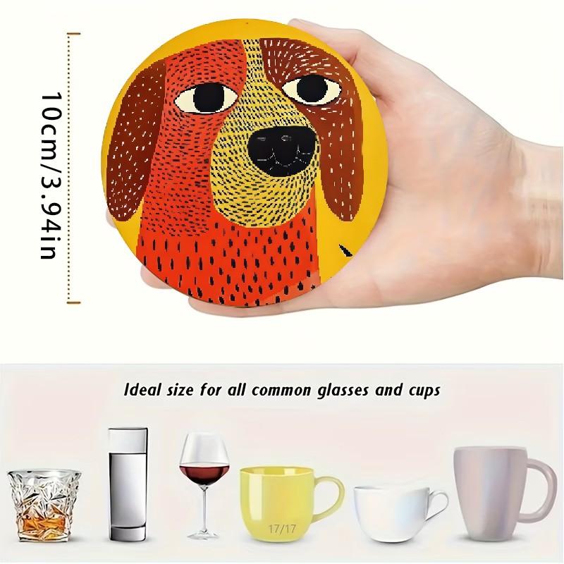 🐶 6PCS Spring Dalmatian Wood Coasters Set - 4x4 Inch Rustic Dog Print Drink Mats for Home Kitchen Bar - Heat Resistant Table Saver for Coffee Beer - Farmhouse Spring Decor