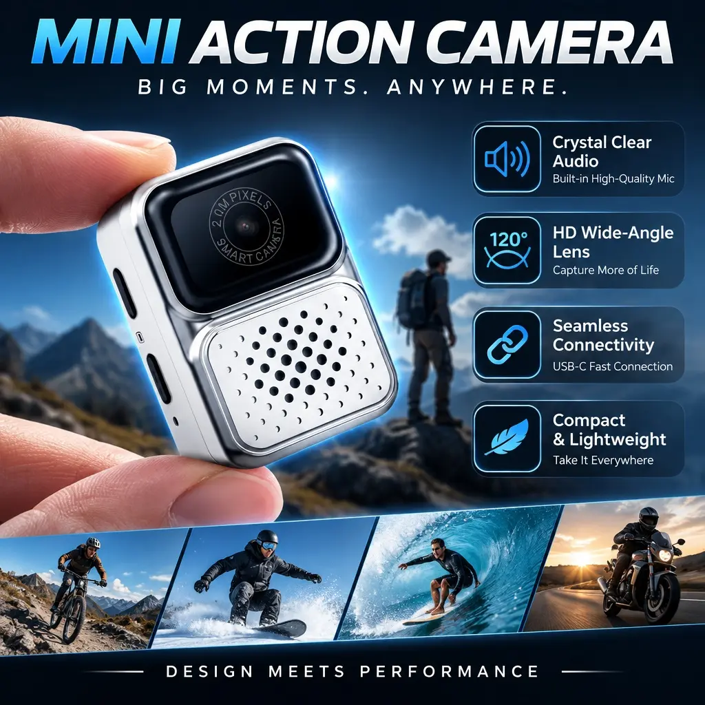 0.96 Inch HD S130 Necklace Camera, Mini Wearable Sports Camera, Student Portable Cam for Daily Life Photo & Video Capture