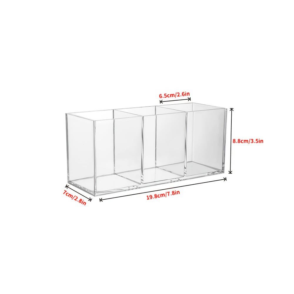 Acrylic Three-Compartment Makeup Organizer, Ideal for Brushes and Cosmetics, Bedroom Bathroom Office Storage, Minimalist Design