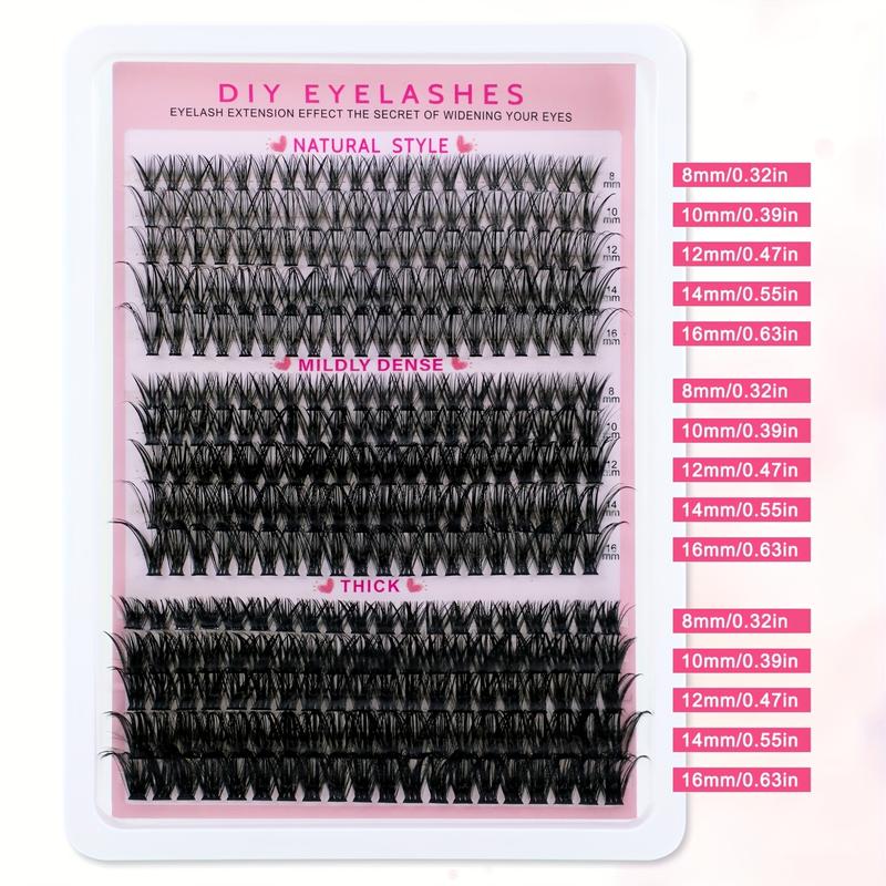 Natural Drifting Eyelash Clusters, Anime Style Lashes, Pointed Individual Extensions, C Curl Single Root, 8-16mm Bottom Cluster, DIY Home Use