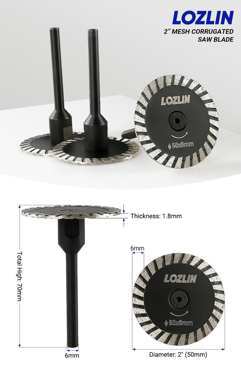 LOZLIN 3PCS 2" Mini Diamond Saw Blades - Precision Cutting & Engraving for Marble, Granite & Stone - Straight Grinder Mounted Stone Carving Tools