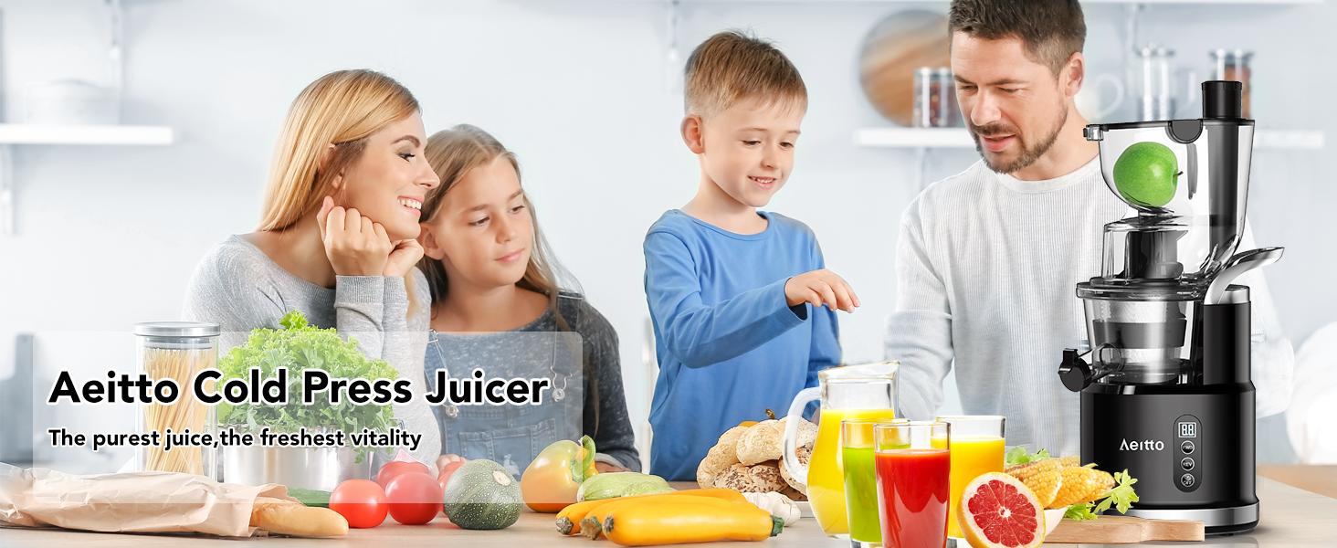 Cold Press Juicer, Whole Vertical Juicer, Slow Masticating Juicer Machines, with Big Wide 83mm Chute, Cold Press Juicer for Whole Fruits and Vegetables, Juicer Machine BPA-Free