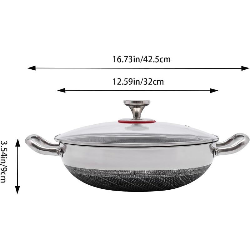 2026 Newest Edition 13 Inch New Hybrid Tri-Ply Stainless Steel Wok Pan with Lid,Ceramic Non Stick Stir-Fry Pans,Induction Cooking Pot,Dishwasher and Oven Safe.