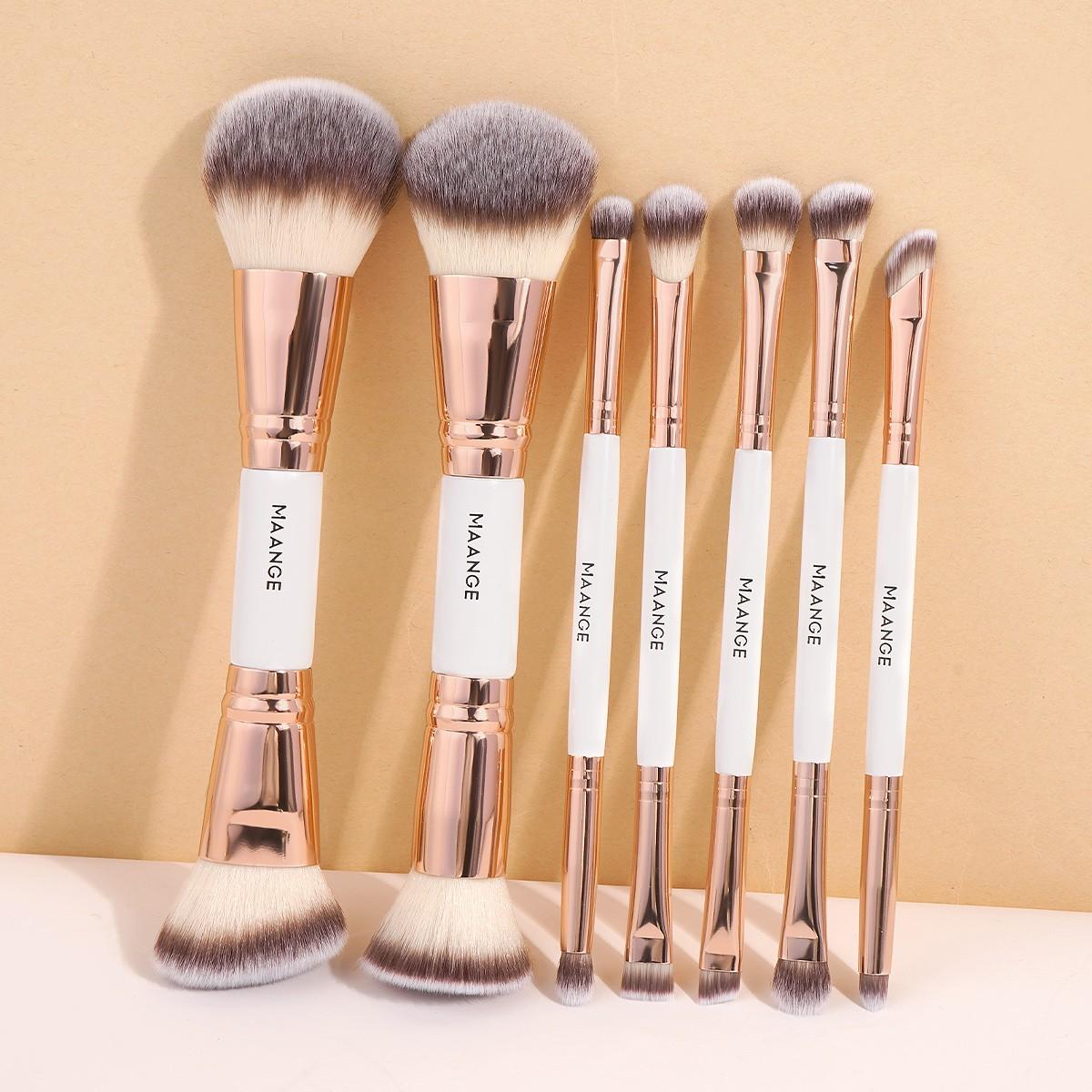 Maange 7-Piece Makeup Brush Set, Cosmetic Brushes, Foundation Brush, Blush Brush, Loose Powder Brush, Eyeshadow Brush, Concealer Brush, Ideal for Home and Travel
