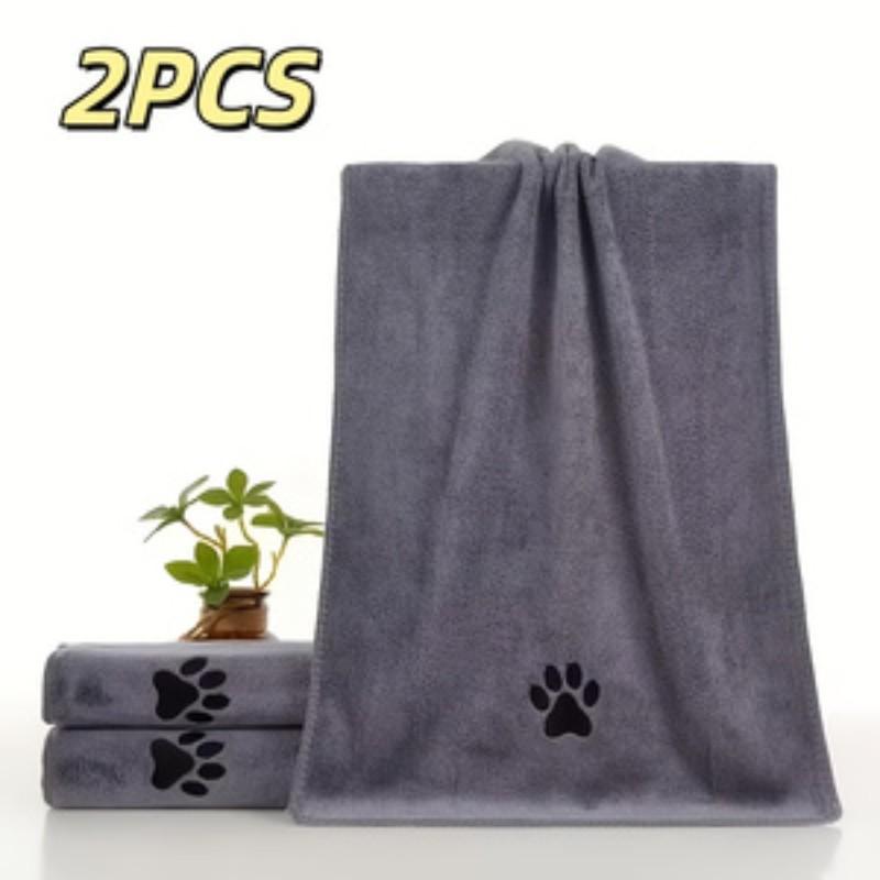 2-Pack Quick-Dry Microfiber Pet Towels for Dogs, Absorbent, Non-Shedding, Soft, Fast-Drying, Paw Print Design, Blue