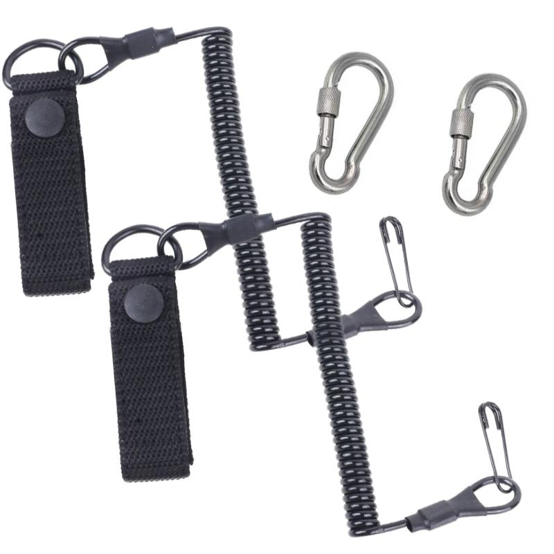 Spring Keychain Rope Set of Two with Carabiner, Adjustable Spring Rope for Hiking, Durable and Versatile Outdoor Gear Accessory