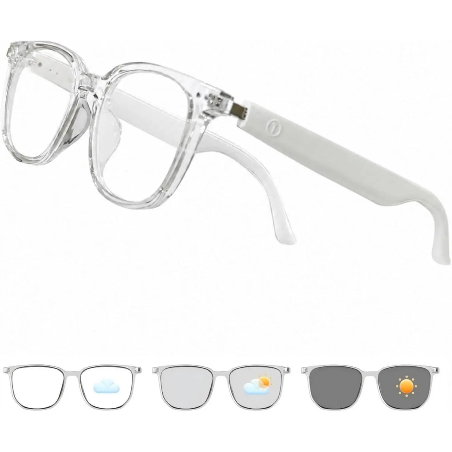 AI Smart Glasses for Women Men, Real-time Translation 169 Languages | Open-Ear Bluetooth Audio Glasses with Clear Frames Color-Change Lenses Build-in Mic & Speakers Touch Control Travel Business