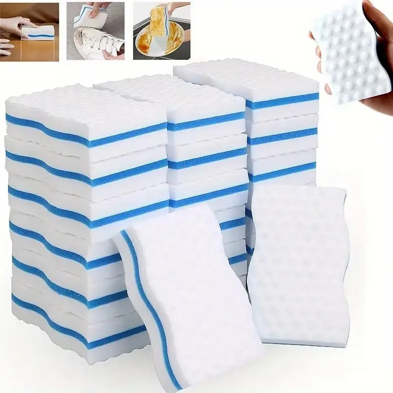 25 Pack Magic Sponge Eraser Melamine Cleaning Sponges Scrubber Foam Cleaning Pads -  Double Compression Sponge Three Layers High Density SpongesBathtub,Baseboard, Bathroom,Wall Cleaner
