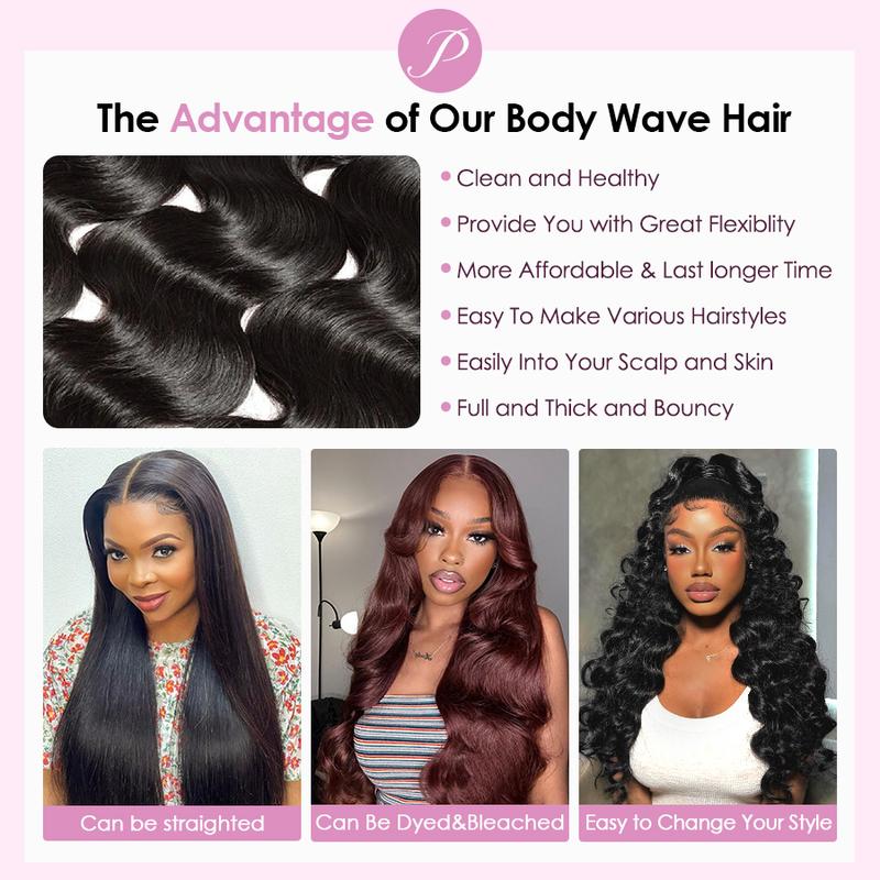 Pizazz Hair Body Wave Human Hair Bundles Salon Quality Brazilian Virgin Bundles 100% Human Hair