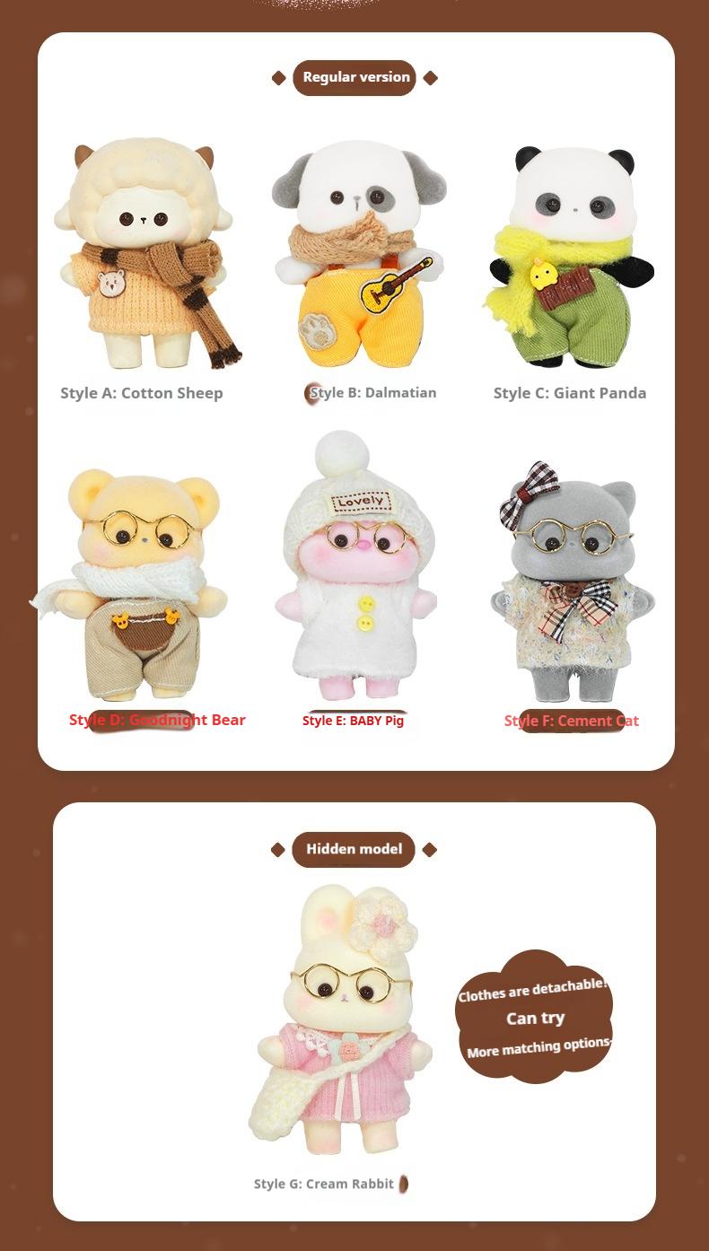 Cute Animal Blind Box Plush Keychain, Kawaii Fluffy Panda/Bear/Sheep Bag Charm, Mystery Box Collectible Toy, Gift for Kids & Friends