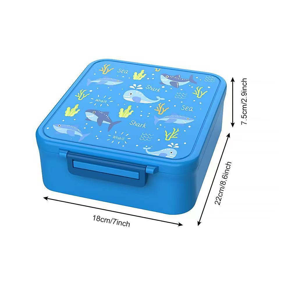 Cute Cartoon Bento Lunch Box with Soup Thermo, Kids Leakproof 4 Compartments, Insulated Food Jar for School Travel, Leak-Proof Bento Box with Spoon