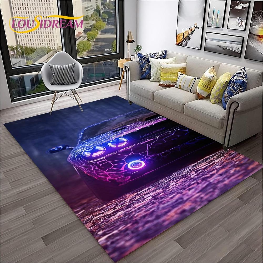 Blue Sports Car Flannel Area Rug - Cool Graffiti Style Supercar Print Soft Mat for Living Room & Garage, Non-Slip Car Enthusiast Home Decor#SportsCarRug #GraffitiSupercarMat #CarEnthusiastDecor #GarageCarpet #NonSlipFlannelRug
