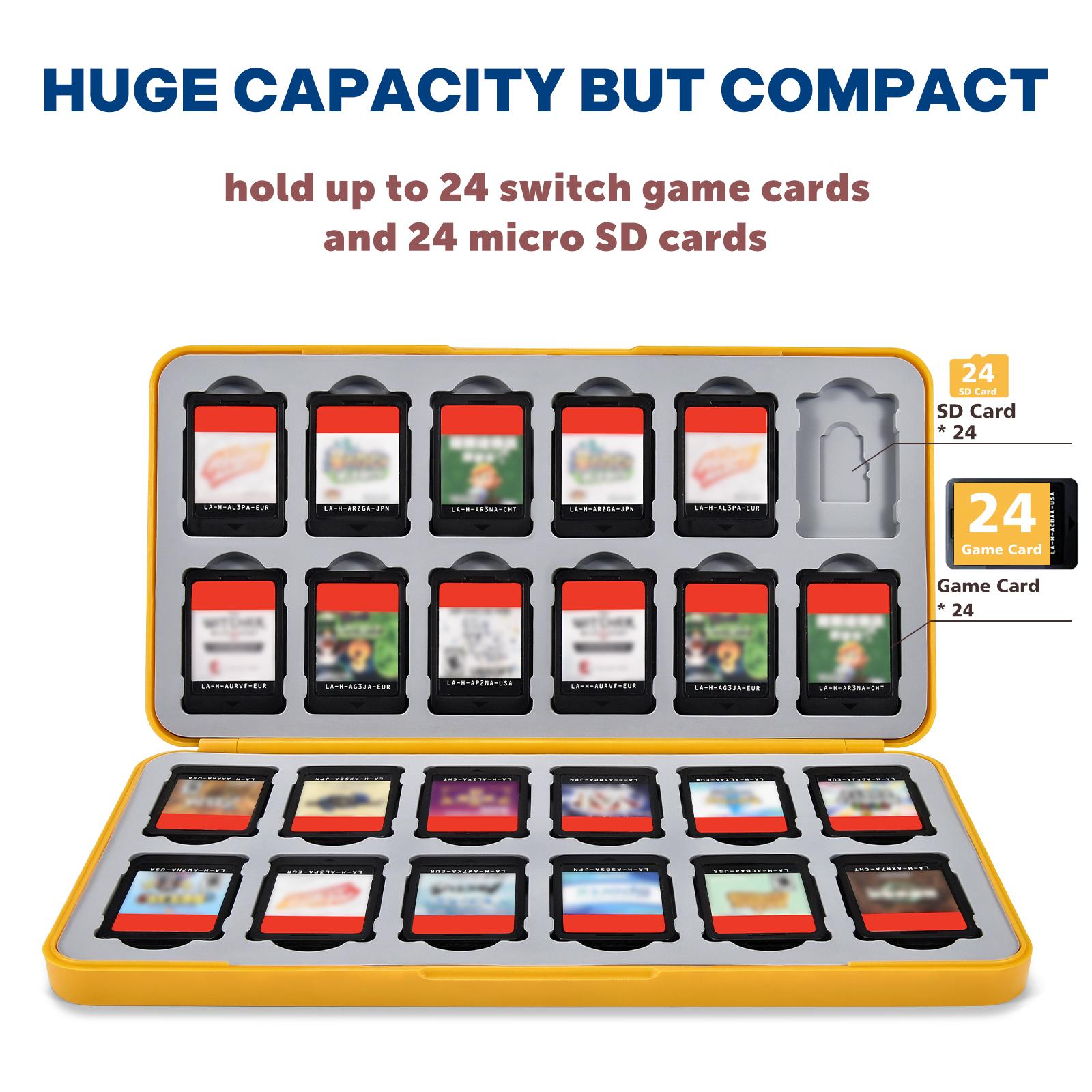 Switch accessories Game Card Case, Compatible with Nintendo Switch Games and Micro S, Stores 24 Game Cards / Magnetic Flap Design / UV Printed Case - Magic Yellow