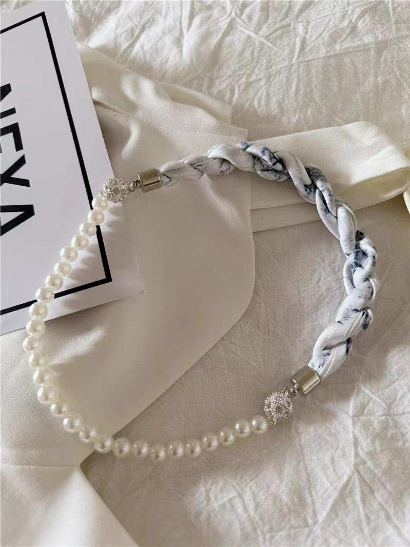 Magnetic Pearl Scarf Necklace, Detachable Pearl Necklace Bracelet, Elegant Collarbone Chain, Versatile Accessory for All Occasions