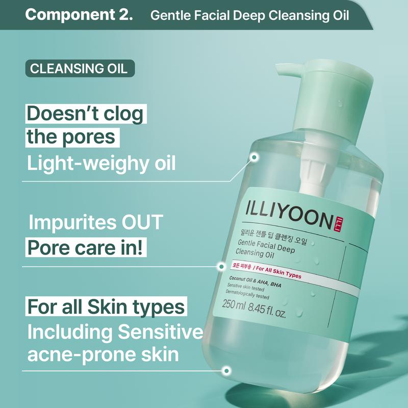 ILLIYOON Gentle Deep Triple Cleansing Set | Highly Effective Cleansing, Low-Irritation, Eye-Safe Formula, Pore Health Care, Hydrating Finish, Vegan Certified, Clean Beauty Standard (21.63 fl.oz.)