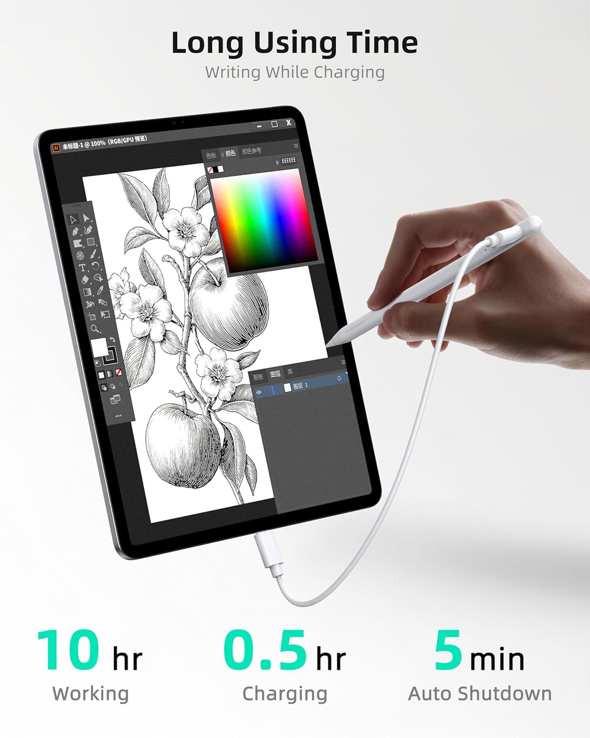 HIWE Anti-Lost Stylus Pen for iPad 2018-2025 Find My Support Tilt Sensitivity Magnetic Shortcuts Fast Charge 10H Battery 3 Replaceable Tips HIWE Anti-Lost Stylus Pen for iPad 2018-2025 Find My Support Tilt Sensitivity Magnetic Shortcuts Fast Charge 10H Battery 3 Replaceable Tips