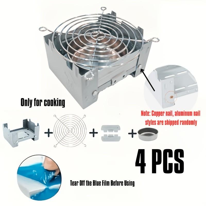 Mini Foldable Camping Stove Set, Includes Windshield & Fuel Tray, Dual Use for Firewood/wood Charcoal, Ideal for Hiking & Survival Kits