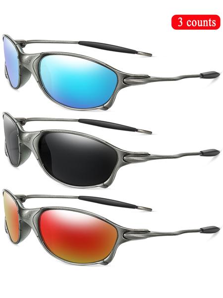 5 Pairs/set Unisex Vintage Oval Frame Vintage Sunglasses, Outdoor Sports Sunglasses, Fashionable Sunglasses for Men & Women for Daily Wear, Tinted Lenses Sunglasses