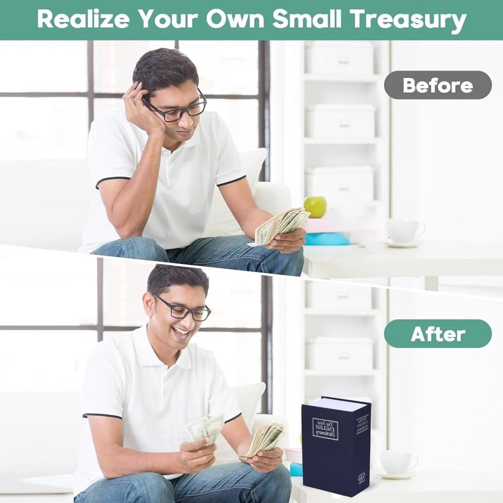 Book-Style Dictionary Hidden Storage | 3 Digit Combination Lock or Key Lock | Jewelry & Precious Ornaments Organizer | Portable Secret Storage for Rings Earrings Necklaces Cash Coins