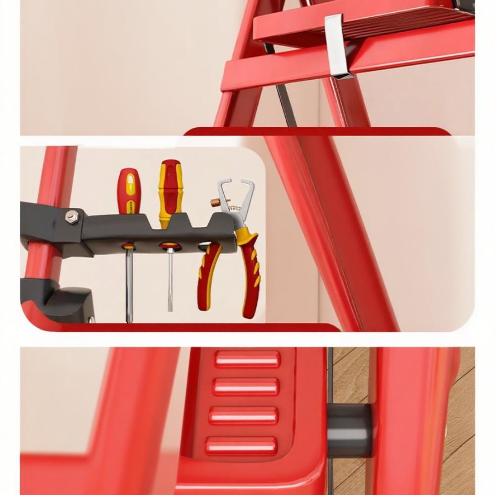 1PCS Heavy-Duty Multi-Step Folding Ladder, 3/4/5 Steps Optional, Durable Plastic Material for Sturdiness, Non-Slip Pedals for Safety, Lightweight & Portable, Multi-Purpose for Home Cleaning/Bulb Replacement & Industrial Warehouse Picking