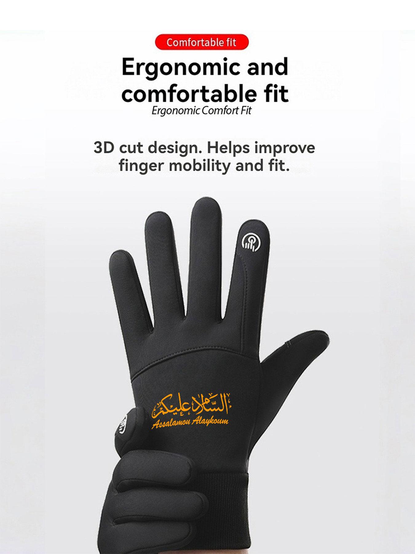1pc with Peaked Arabic Script Design  winter gloves sports gloves Touch Screen Soft Touch Cold Weather unisex sports gloves Comfortable winter gifts Modern Popular