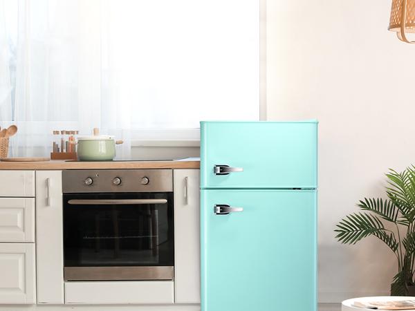 COWSAR 3.2 Cu.Ft Compact Mini Fridge with Freezer, 2-door Small Fridge with Adjustable Removable Shelves, for Bedroom/Office/Dorm/Home(GREEN)