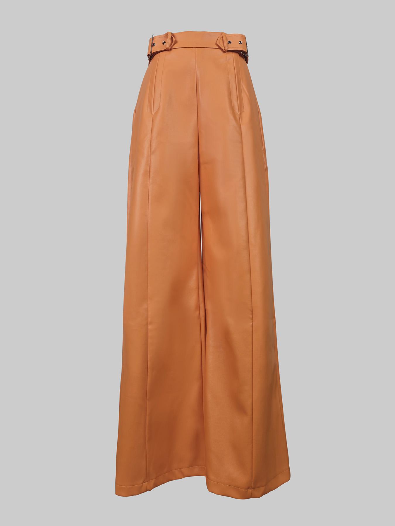 Women's Solid Color Pocket High Waist Wide Leg PU Leather Pants, Fashion Casual Trousers for Daily Outdoor Wear, Ladies Bottoms for All Seasons