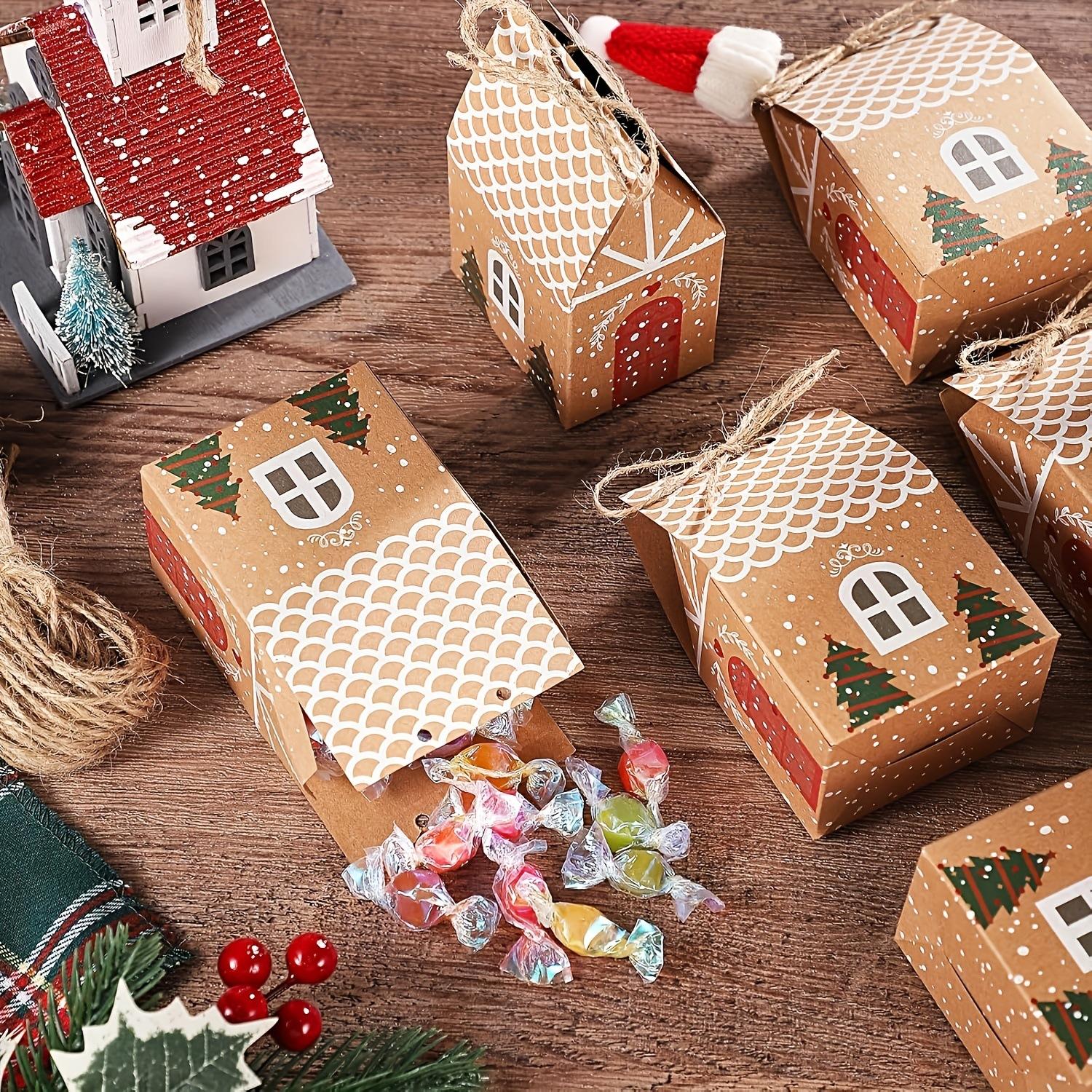 10pcs Gift Boxes, Christmas Creative Kraft Paper Gift Packaging Boxes, Small House Candy Boxes Cookie Boxes Jewelry Boxes