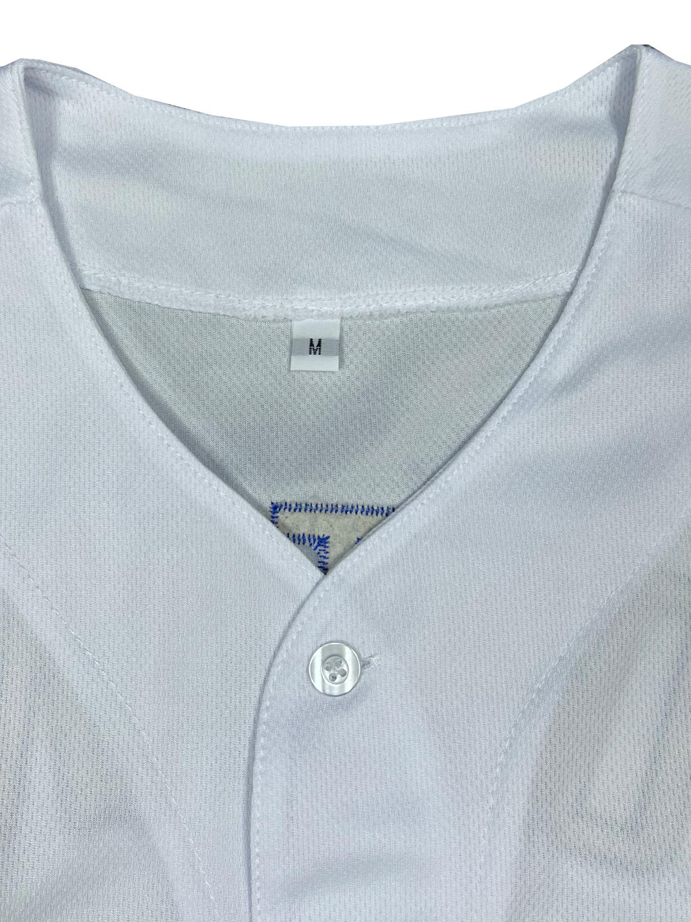 Men's Letter & Figure Embroidered Baseball Stylish Jersey, Casual Loose Short Sleeve V Neck Baseball Top for Fall & Winter, Men's Sportswear for Training & Competition