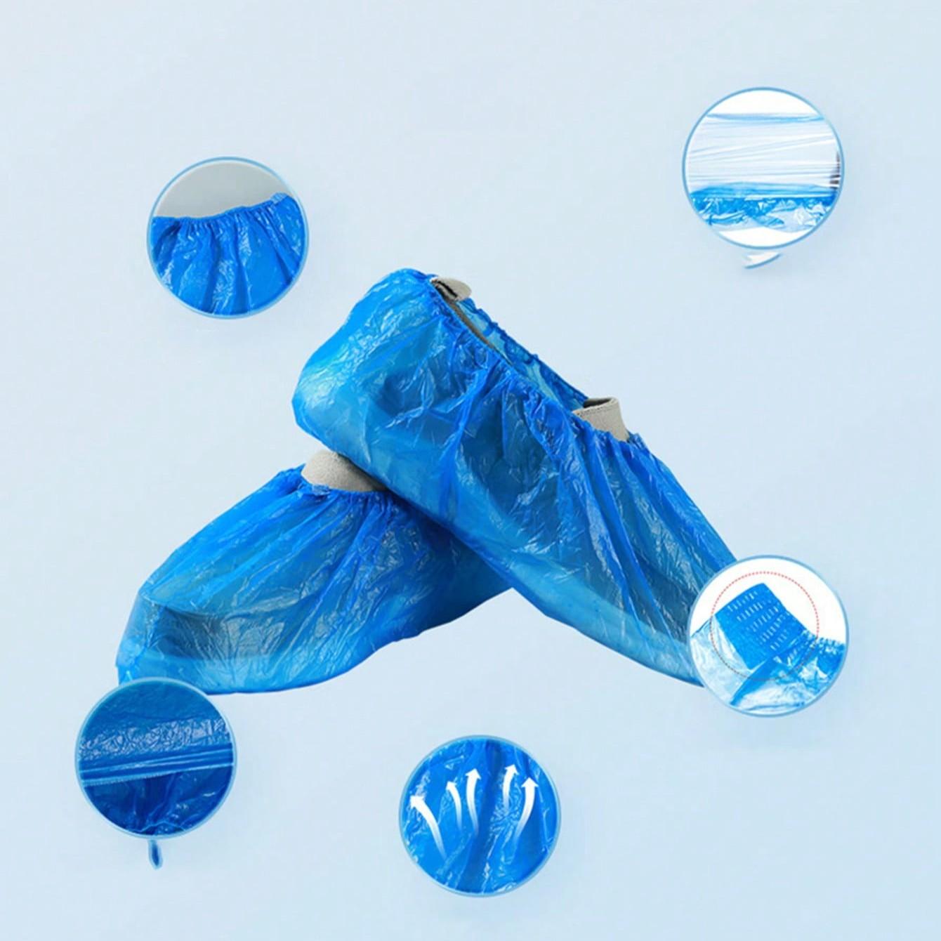 100pcs Portable Shoe Covers, Ideal for Cleaning Supplies, Travel Hotels, Outdoor Cycling, Blue Design, Keeps Shoes Dry in Rainy Weather