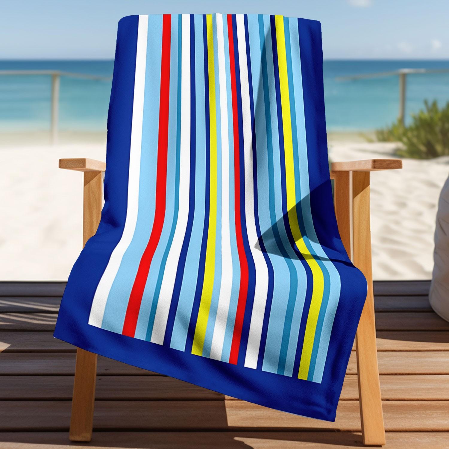 Stripe Beach Towel, Extra Large Quick-Dry Bath Towel, Polyester Fiber, Ideal for Swimming, Camping, Travel