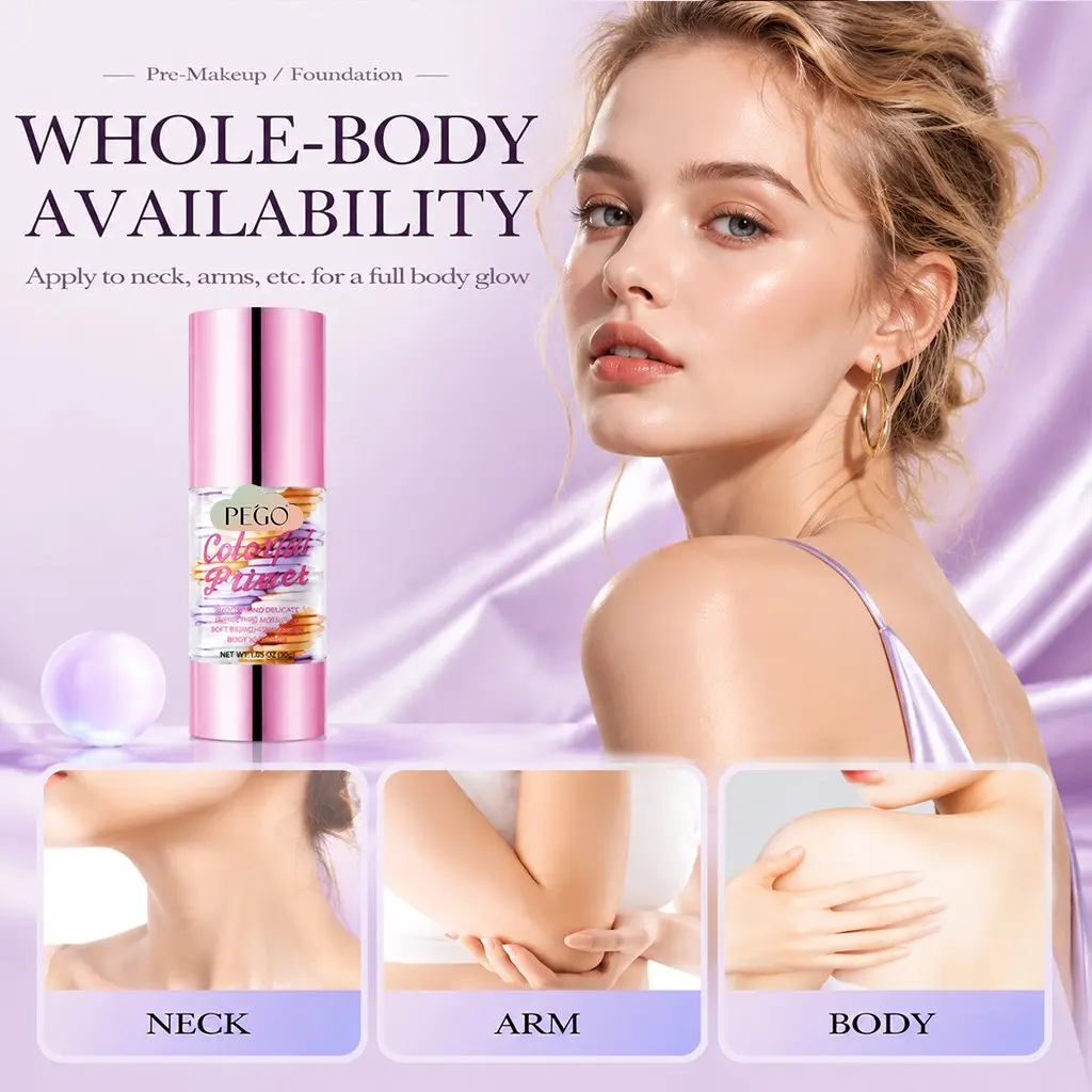 Pego Three-In-One Primer, Transparent Base, Moisturizing Smooth, Even Skin Tone, Soft Focus Conceals Pores, Natural Clear Makeup Effect