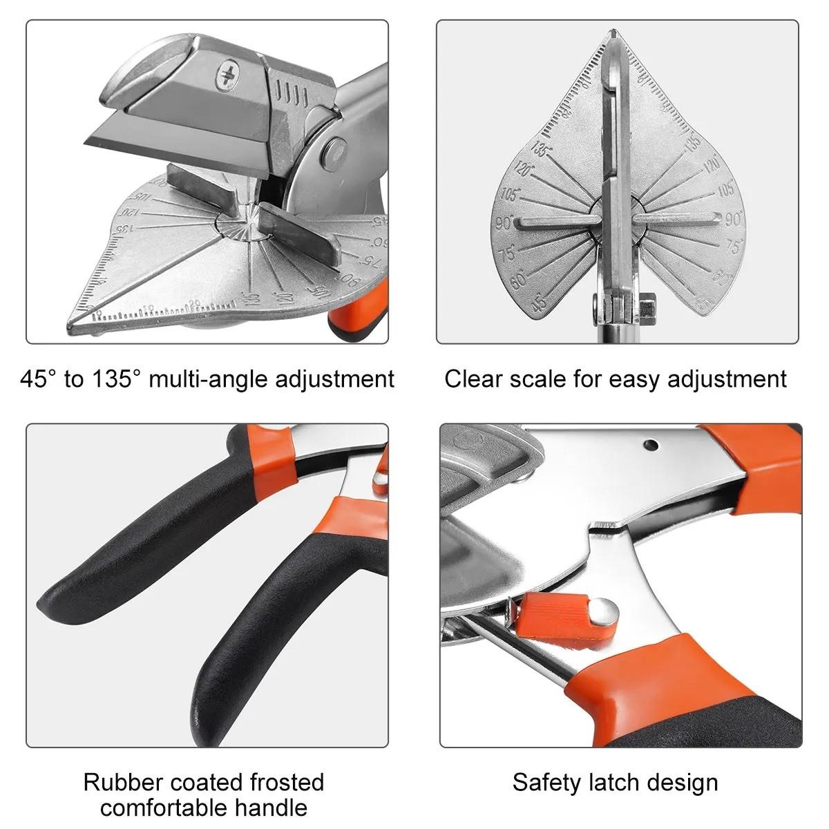 Adjustable 45-135° Multi-Angle Miter Shears, Sharp Trunking Shears with Clean Cuts Miter Cutter Trim Cutter, Ideal for Woodworking & Trunking Cutting