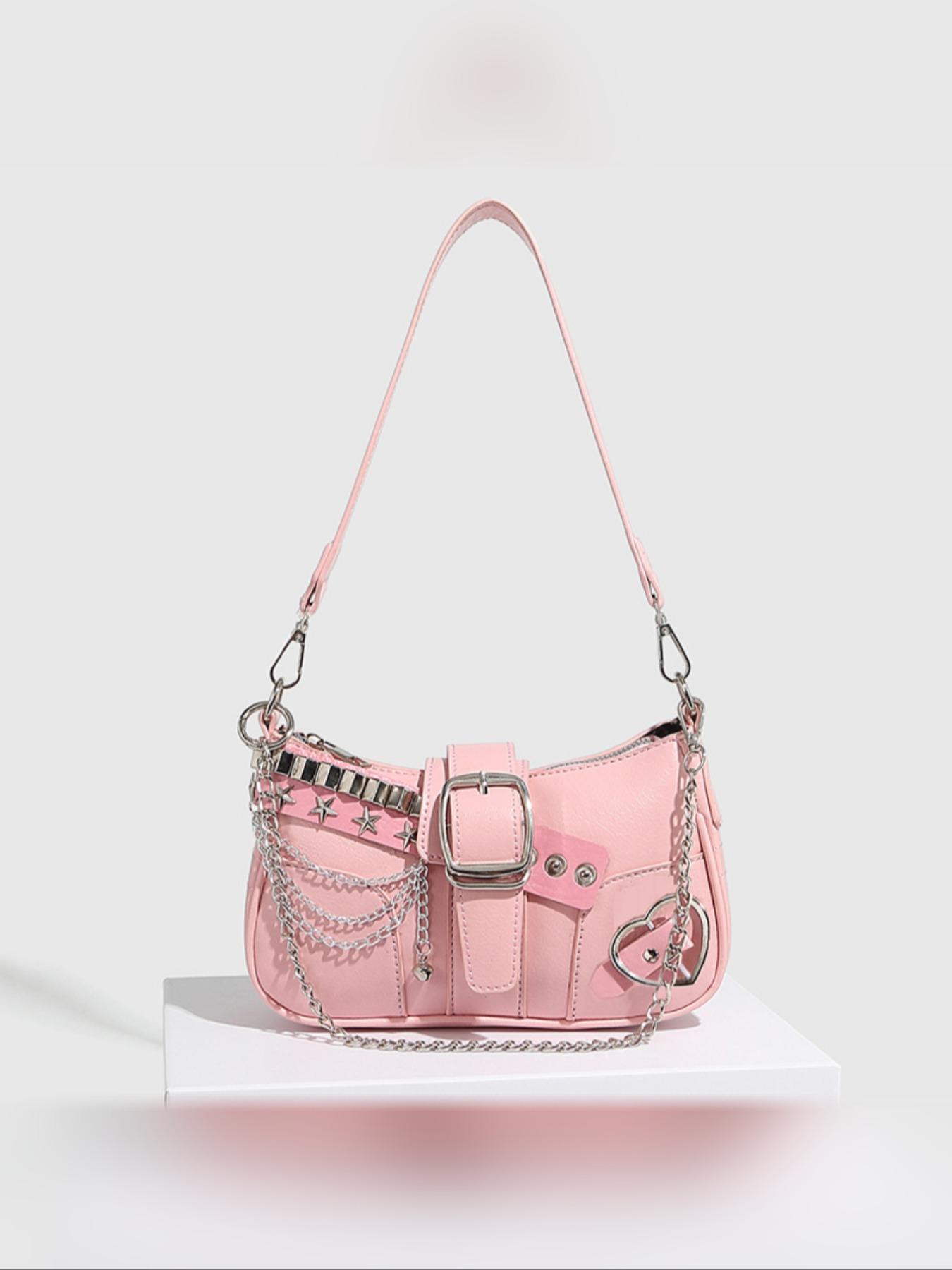 Sweet Spicy Chain Shoulder Clutch Bag for Y2K Girls, Chic Retro