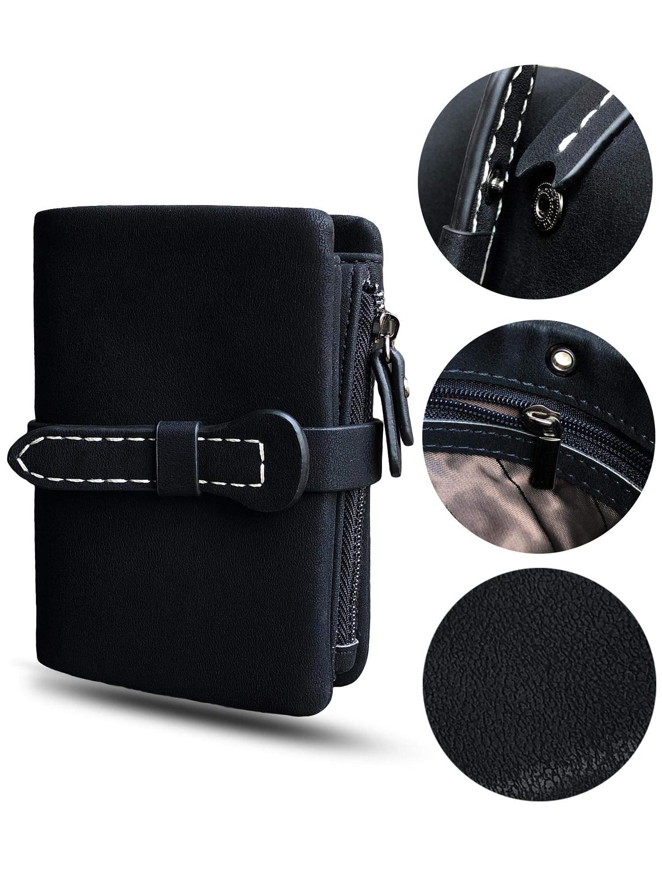 Women's Elegant Minimalist Short Wallet with Wristlet, Casual Versatile Zipper Card Slots Wallet, Trendy Minimalist Money Wallet for Daily Use #GLOBAL PICKS