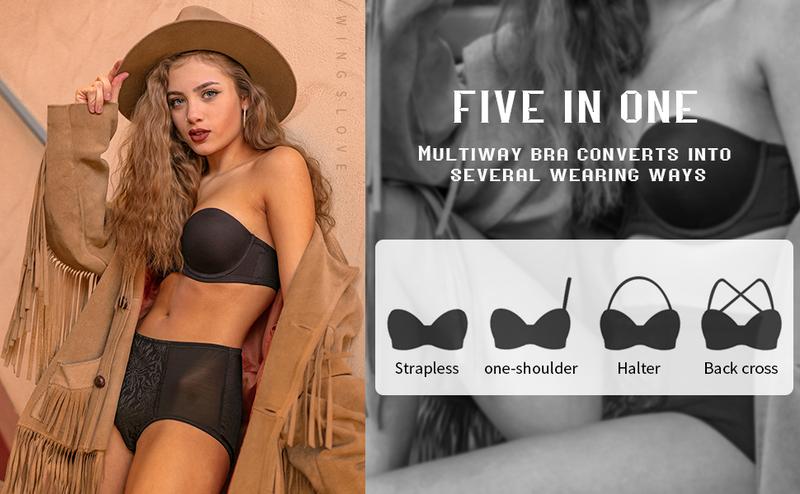 Wingslove Women's Solid Color Detachable Straps Comfort Full Figure Underwire Basic Bra